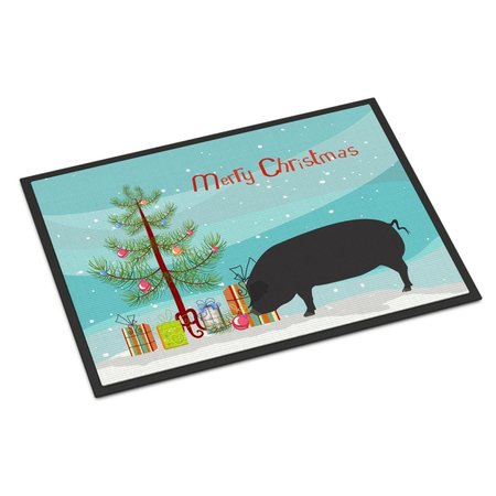 CAROLINES TREASURES Devon Large Black Pig Christmas Indoor or Outdoor Mat, 18 x 27 in. BB9298MAT